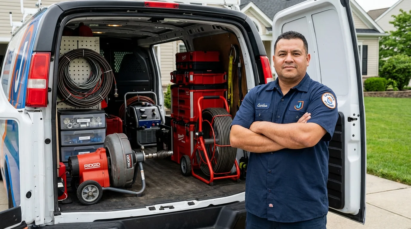 Professional drain cleaning equipment and Johns Plumbing LLC plumber in Enterprise