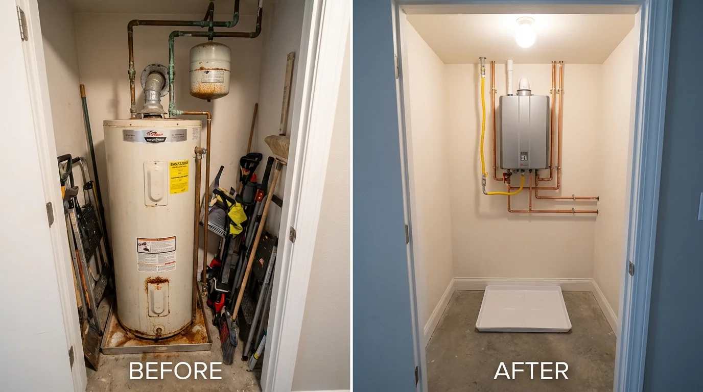 Tank water heater versus wall-mounted tankless unit comparison for Enterprise, UT homeowners